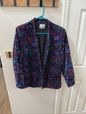 Vintage Purple Floral Velvet Blazer